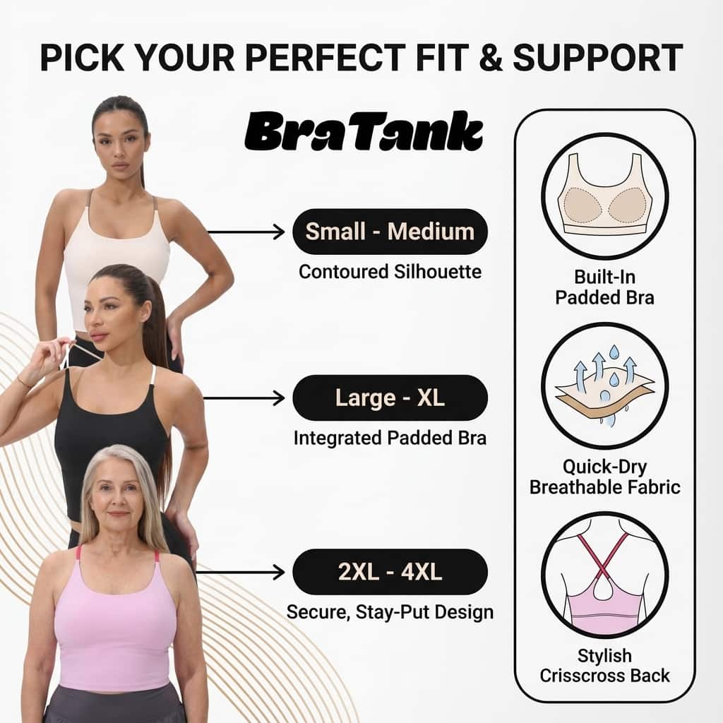 Crisscross Comfort Tank - Quick-Dry with Built-In Padded Bra
