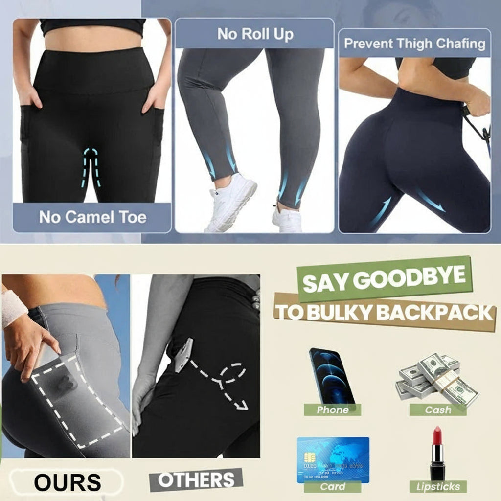 FlexSculpt- Plus Size High-Waist Leggings with Pockets - Tummy Control Pants