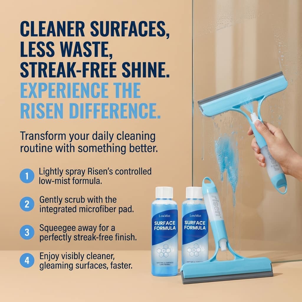 Spray-Scrub-Squeegee Cleaner + LowMist Surface Formula