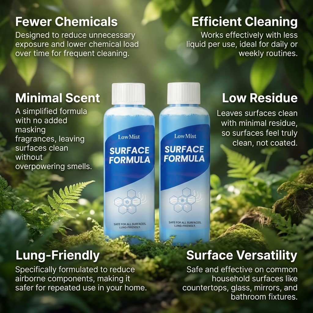 Spray-Scrub-Squeegee Cleaner + LowMist Surface Formula