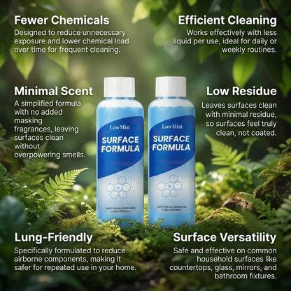 Spray-Scrub-Squeegee Cleaner + LowMist Surface Formula