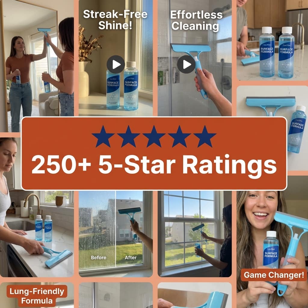 Spray-Scrub-Squeegee Cleaner + LowMist Surface Formula